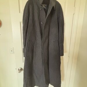 Burberry Belted Dark Gray Wool and Silk Trench Coat 42-44 M/L